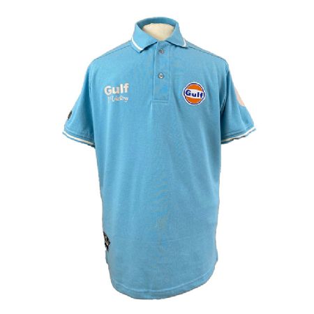 Gulf Vintage polo-shirt. Retro lysblå S