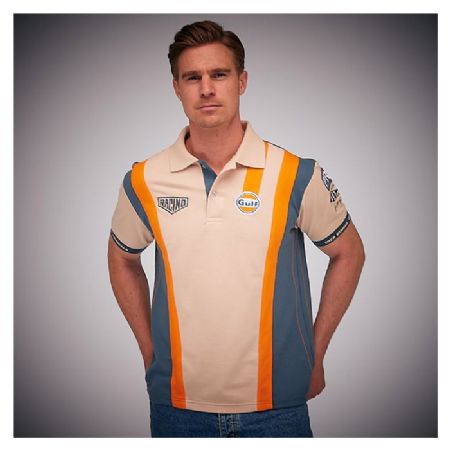 Gulf Racing Pro polo-shirt. Retro Sandfarvet 4XL