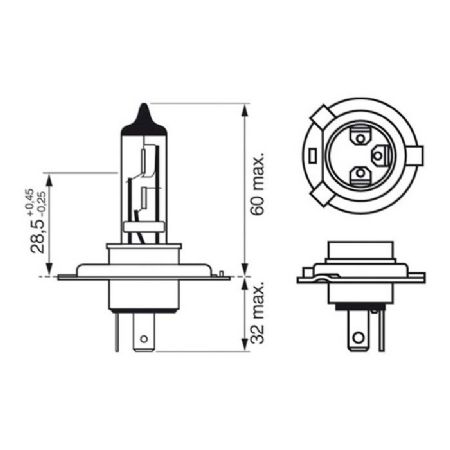 Pære Bosch Ultra White 4200K,H4,12V,60/55W,P43t