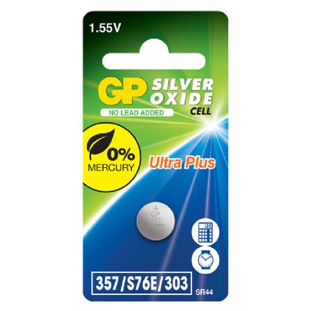 GP Batteri til ur, silveroxid 357F/S76E/303/SR44W/SR...