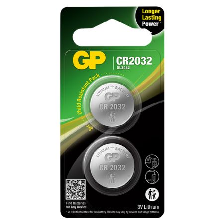 GP knapcelle, Lithium, CR2032, 2-pak